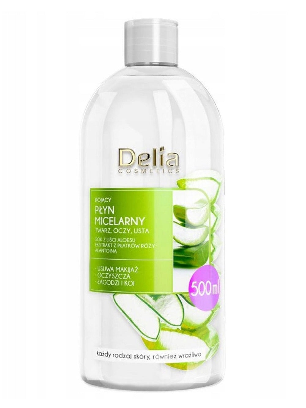 Płyn micelarny do twarzy Delia Cosmetics Aloesowy Łagodzi i Koi 500 ml