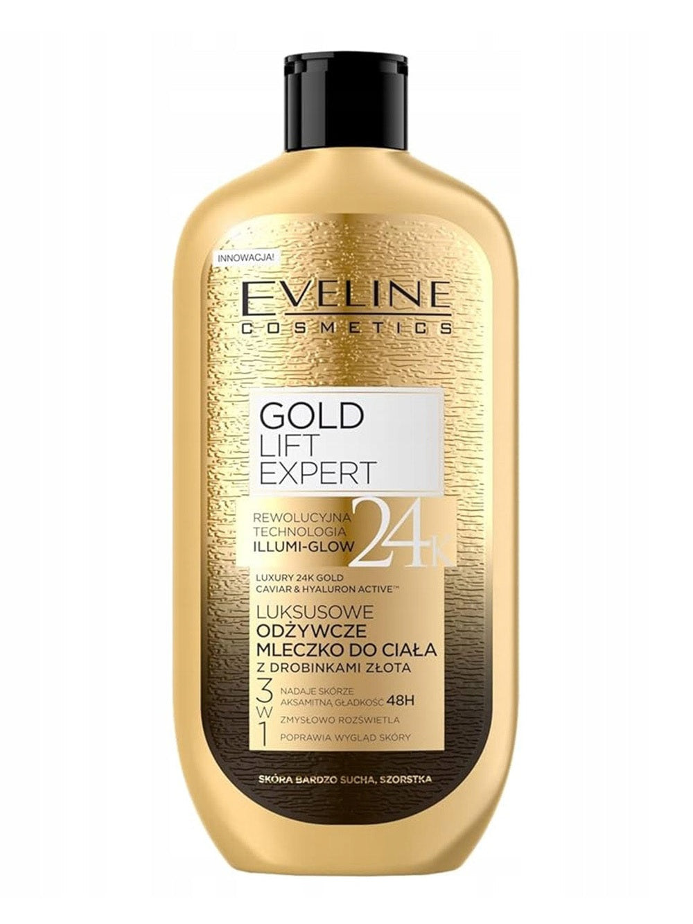 Balsam do ciała Eveline Cosmetics luksusowe mleczko z drobinkami złota
