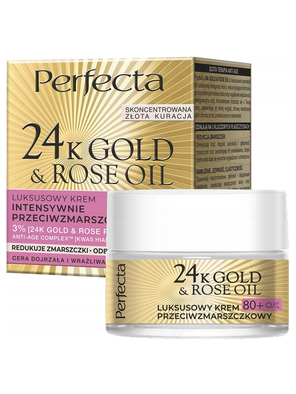 Zestaw kosmetyków Perfecta 24K Gold &amp; Rose Oil Krem przeciwstarzeniowy 80+